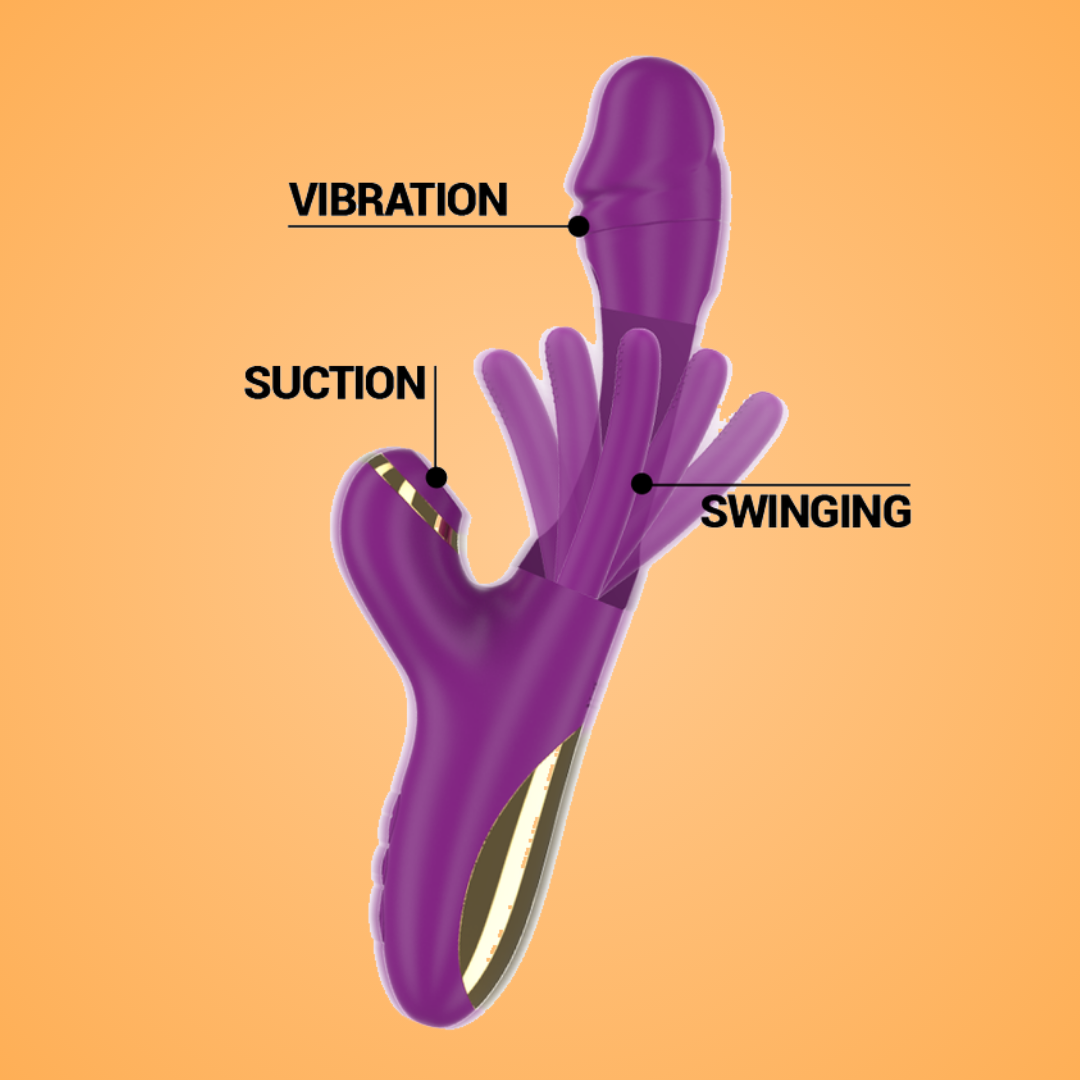 INTENSE - ATENEO VIBRADOR MULTIFUNCIÓN RECARGABLE 7 VIBRACIONES CON LENGUA OSCILANTE Y SUCCIONADOR MORADO