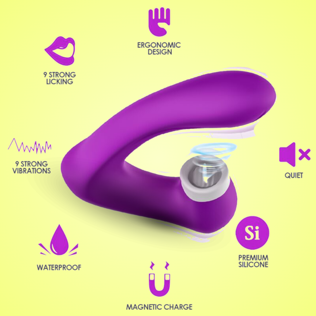 ARMONY - SECRETKISS ESTIMULADOR CON LENGUA CLITORIS & VIBRADOR CURVO VIOLETA